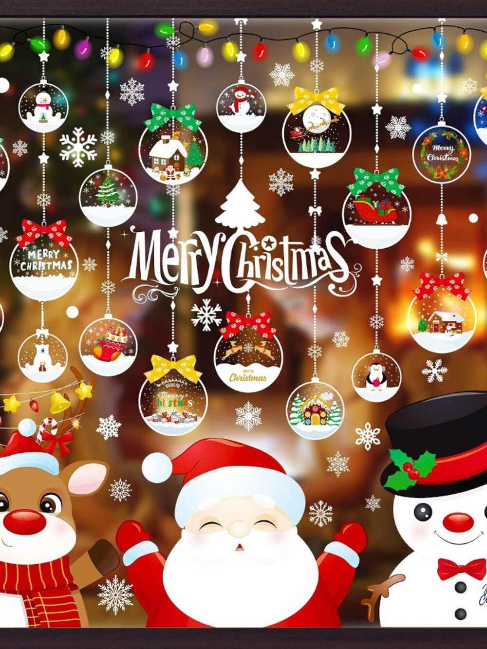 Christmas Window Clings Decorations 10 Sheets Large Merry Snowflake Window Stick